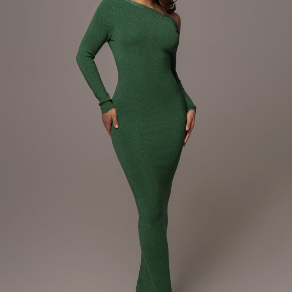 Holiday Green Night Shimmers Maxi Dress